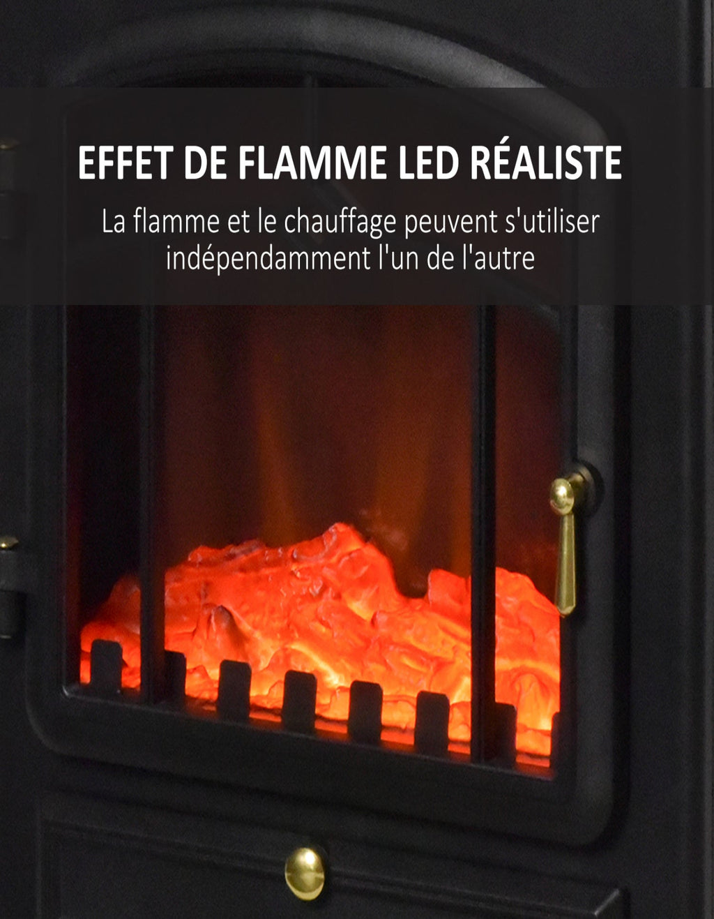 Poêle électrique effet flamme rétro 2000 W — vue 5
