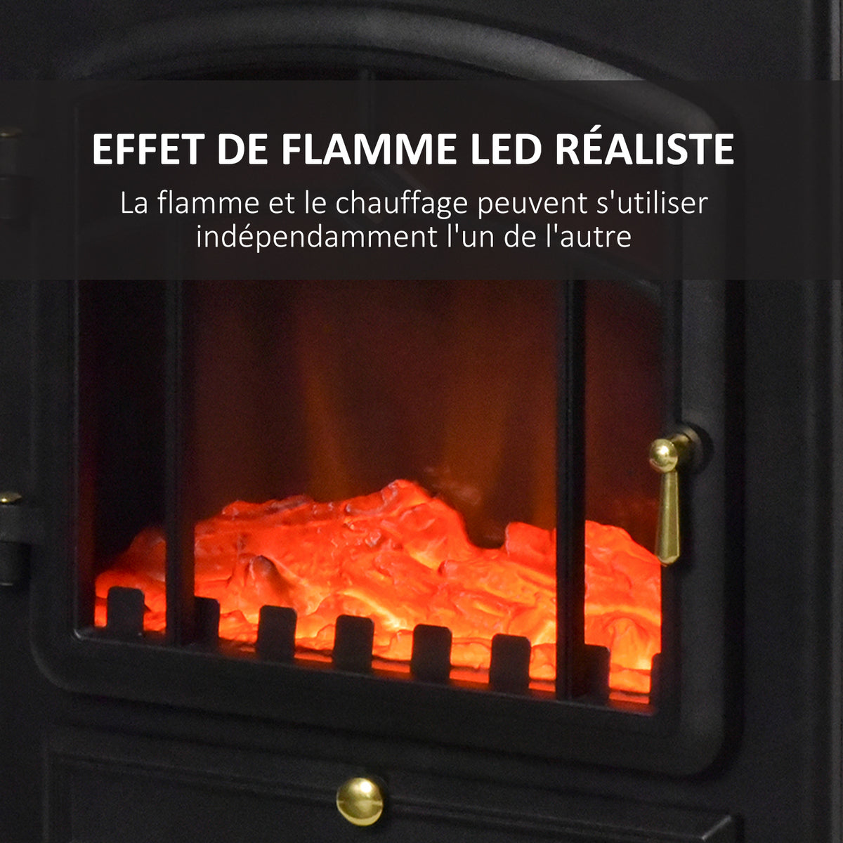 Poêle électrique effet flamme rétro 2000 W — vue 5