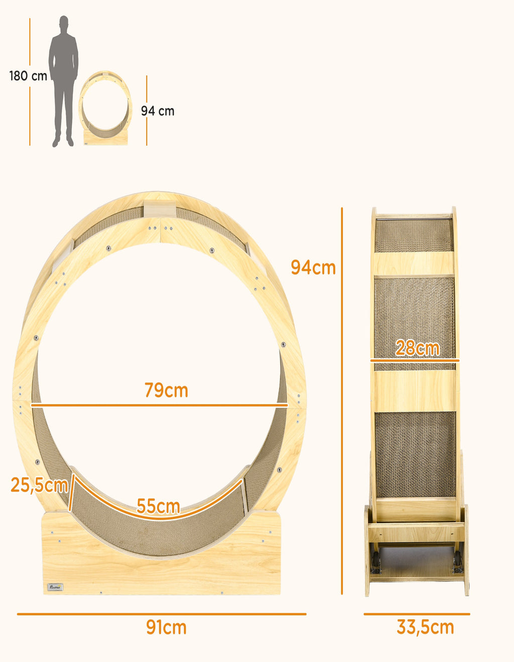 Roue d'exercice pour chat 91 cm — vue 3