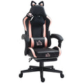 Chaise gaming oreilles de chat — dossier inclinable 135°, repose-pieds
