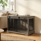 Niche d'intérieur bois et acier — cage-meuble pour chien, 100 x 60 x 68 cm