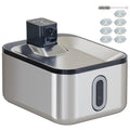 Fontaine à eau pour chat en inox 5 L — silencieuse, 3 filtres, batterie intégrée