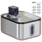 Fontaine à eau pour chat en inox 5 L — silencieuse, 3 filtres, batterie intégrée