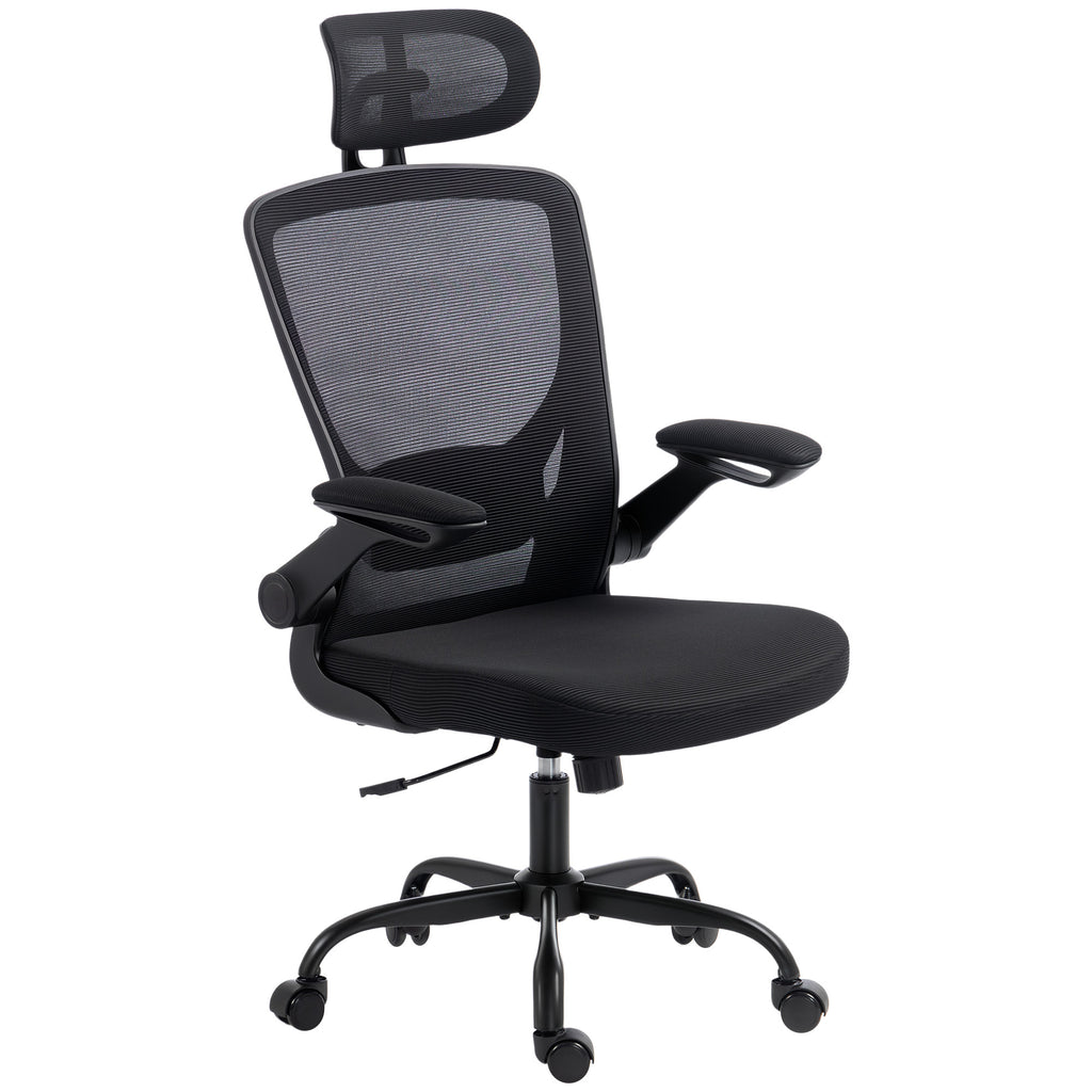 Fauteuil de bureau ergonomique en maille — appui-tête et soutien lombaire réglables