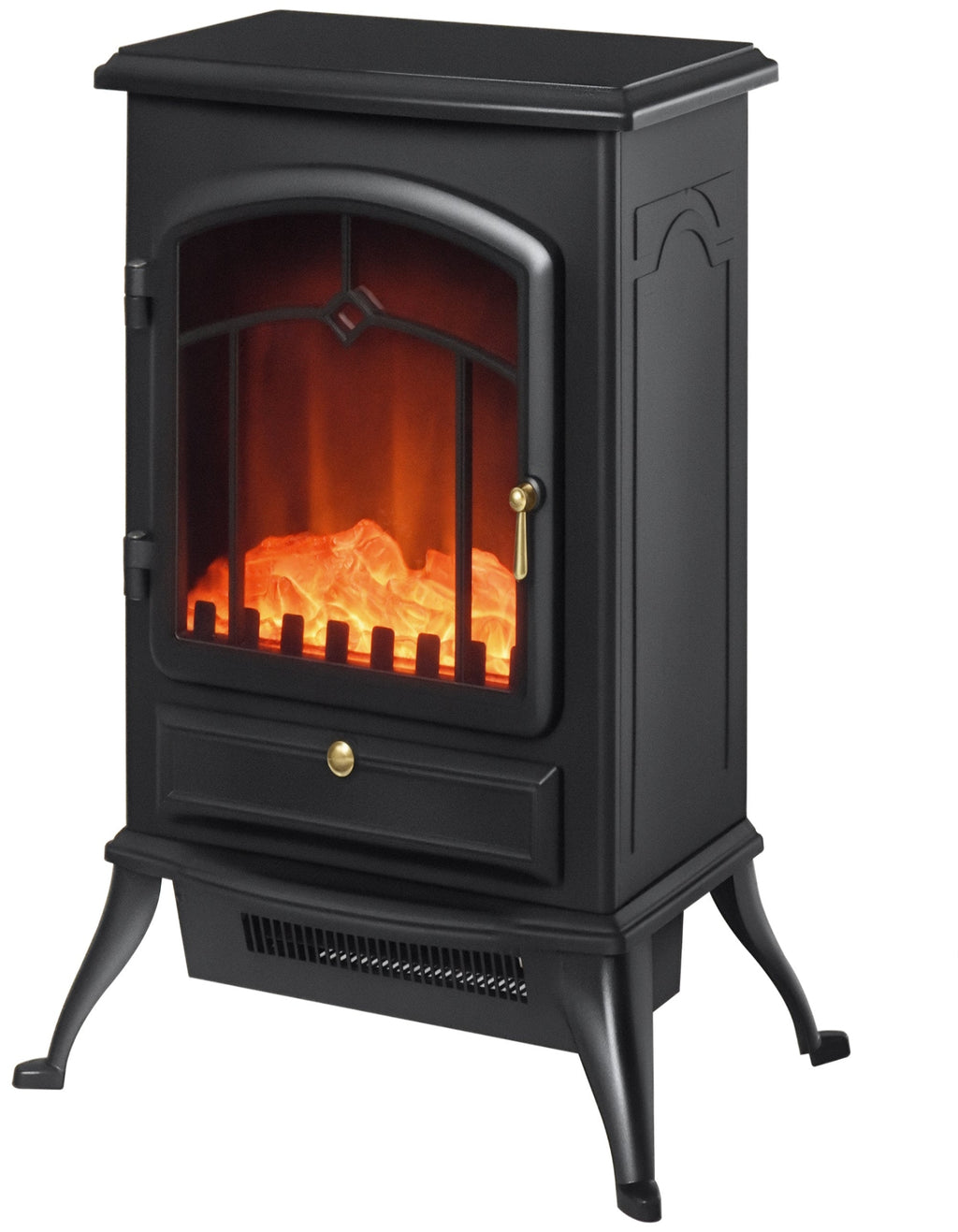Poêle électrique effet flamme rétro 2000 W — porte vitrée, thermostat