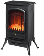 Poêle électrique effet flamme rétro 2000 W — porte vitrée, thermostat