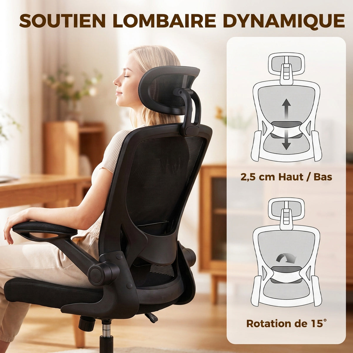 Fauteuil de bureau ergonomique en maille — vue 4