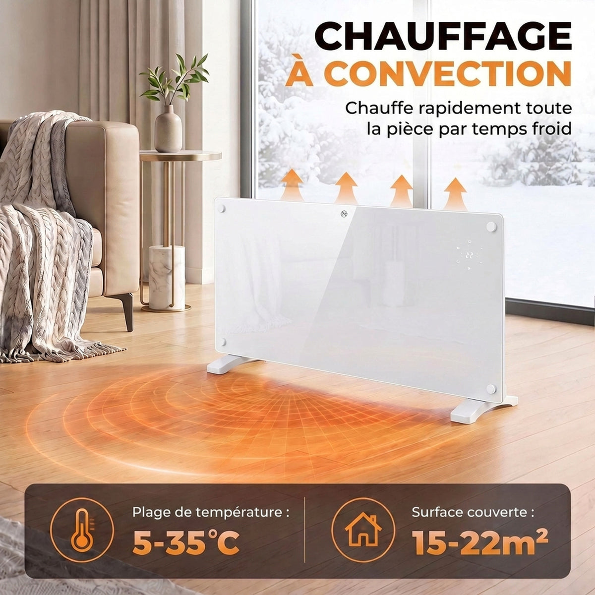 Radiateur électrique connecté Wi-Fi 2000 W — vue 5