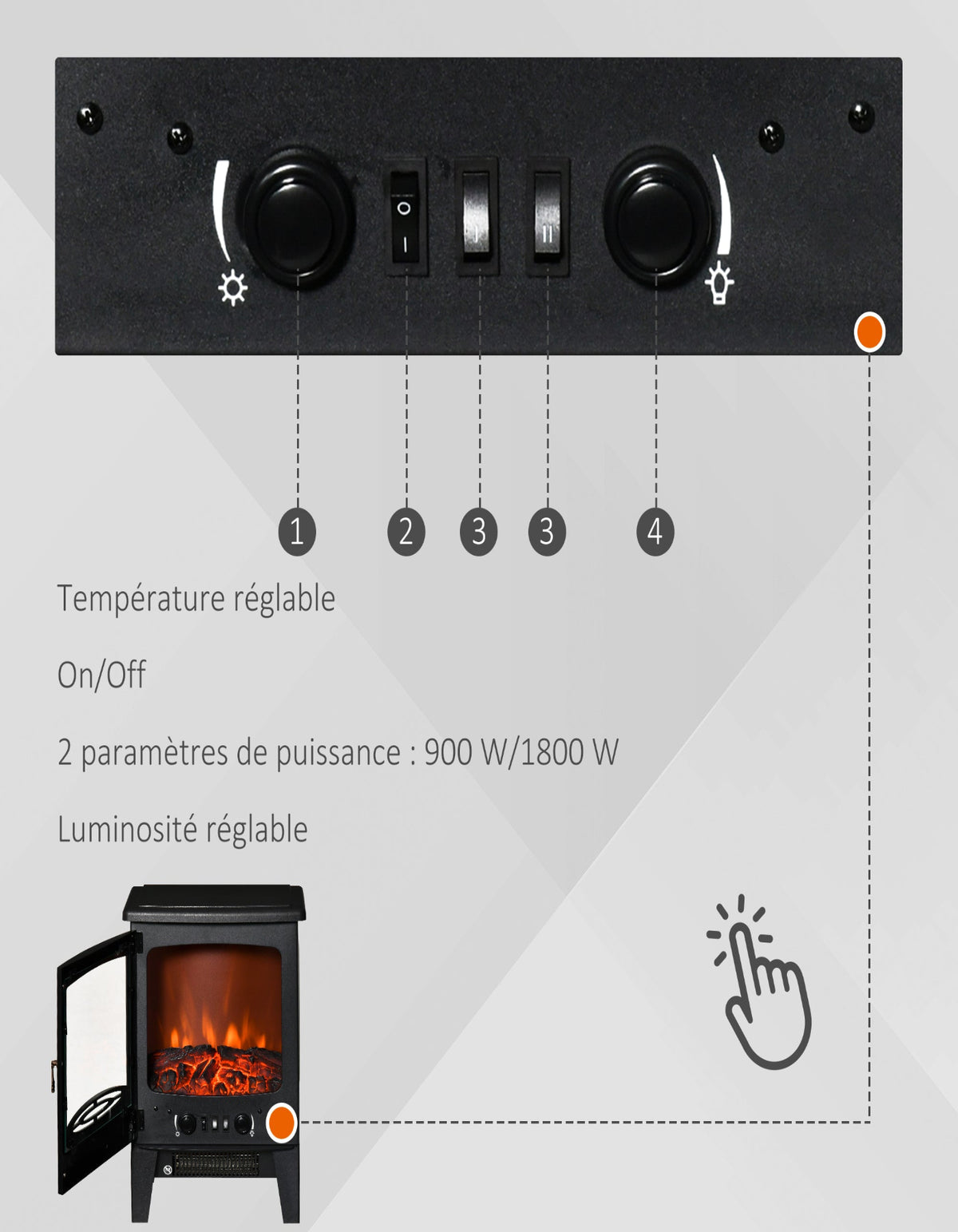 Poêle électrique néo-rétro 1800 W — vue 7