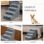 Escalier pour chien et chat 4 marches — revêtement flanelle antidérapant