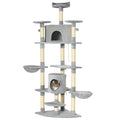 Arbre à chat XXL arbre à grimper pour chat multi-équipements griffoirs 6 plate-formes 2 niches hauteur 200 cm gris-0