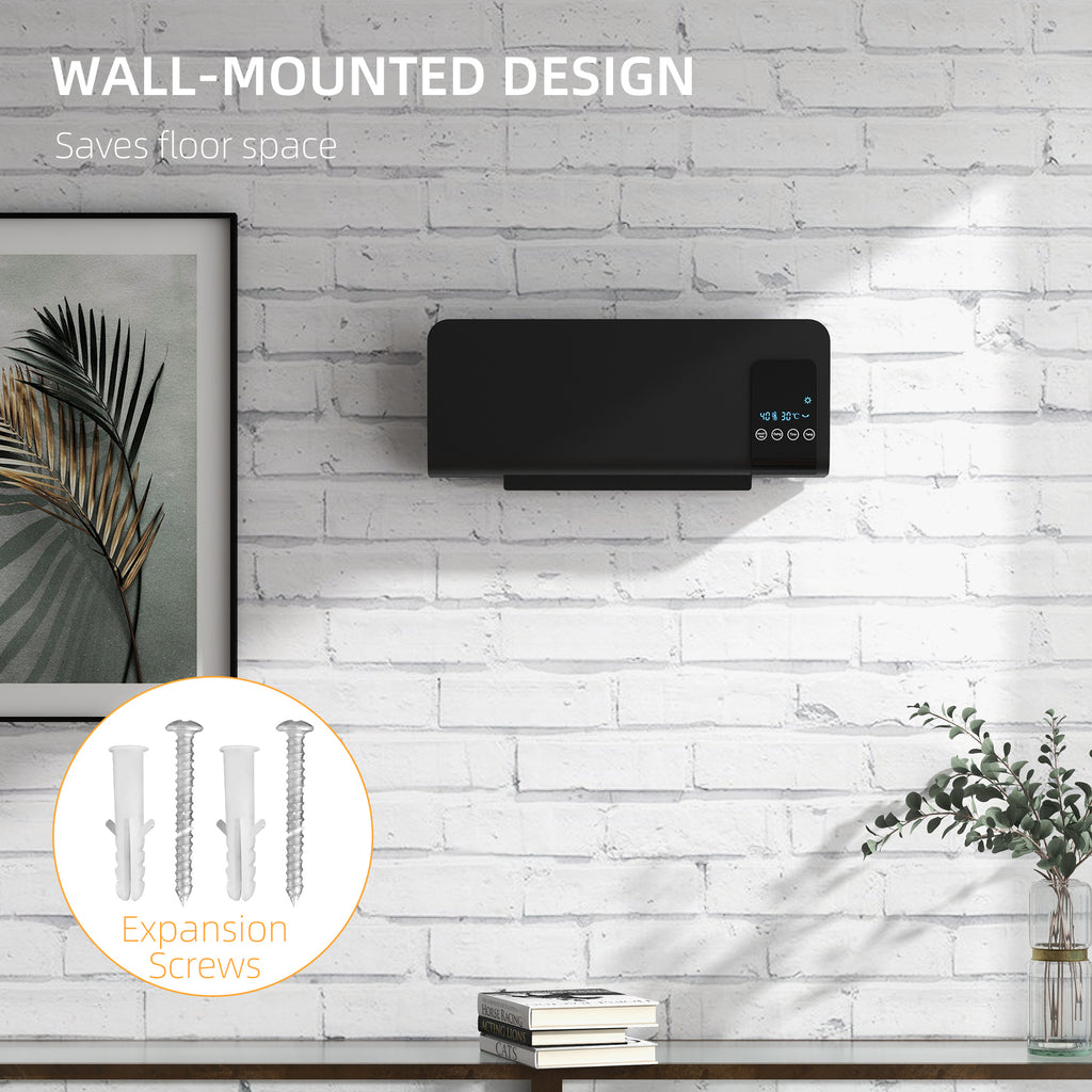 Radiateur soufflant mural chauffage céramique PTC - 1000 W / 2000 W oscillation minuterie avec télécommande noir