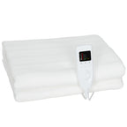 Couverture chauffante, plaid chauffant avec double commande, 5 niveaux de chauffage, minuterie 10H, 160x140cm, blanc