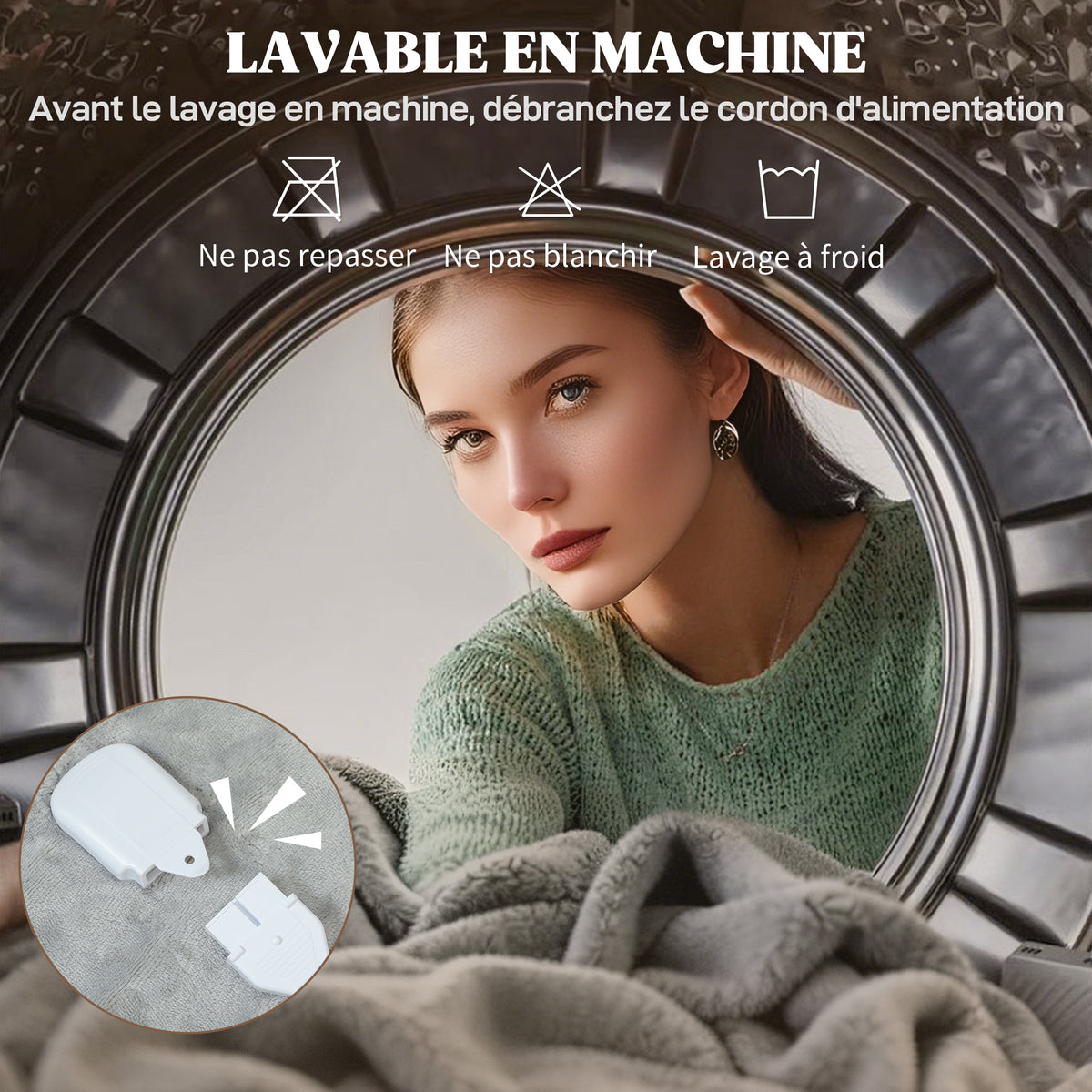Couverture chauffante, plaid chauffant, 9 niveaux de chauffage, minuterie 9H, lavable en machine, 180x130cm, gris