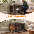 Niche d'intérieur bois et acier — cage-meuble pour chien, 100 x 60 x 68 cm