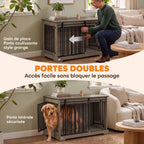Niche d'intérieur bois et acier — cage-meuble pour chien, 100 x 60 x 68 cm