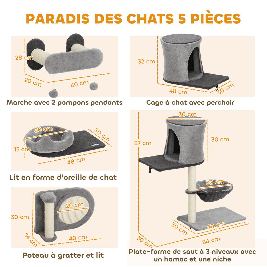 Arbre à chat mural 5 pièces — vue 3