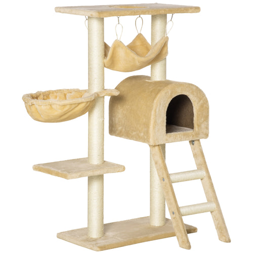 Arbre à chat griffoir arbre à grimper stable à plusieurs niveaux centre d'activités hauteur 98 cm beige-0