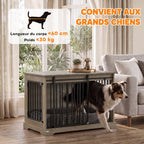 Niche d'intérieur bois et acier — cage-meuble pour chien, 100 x 60 x 68 cm