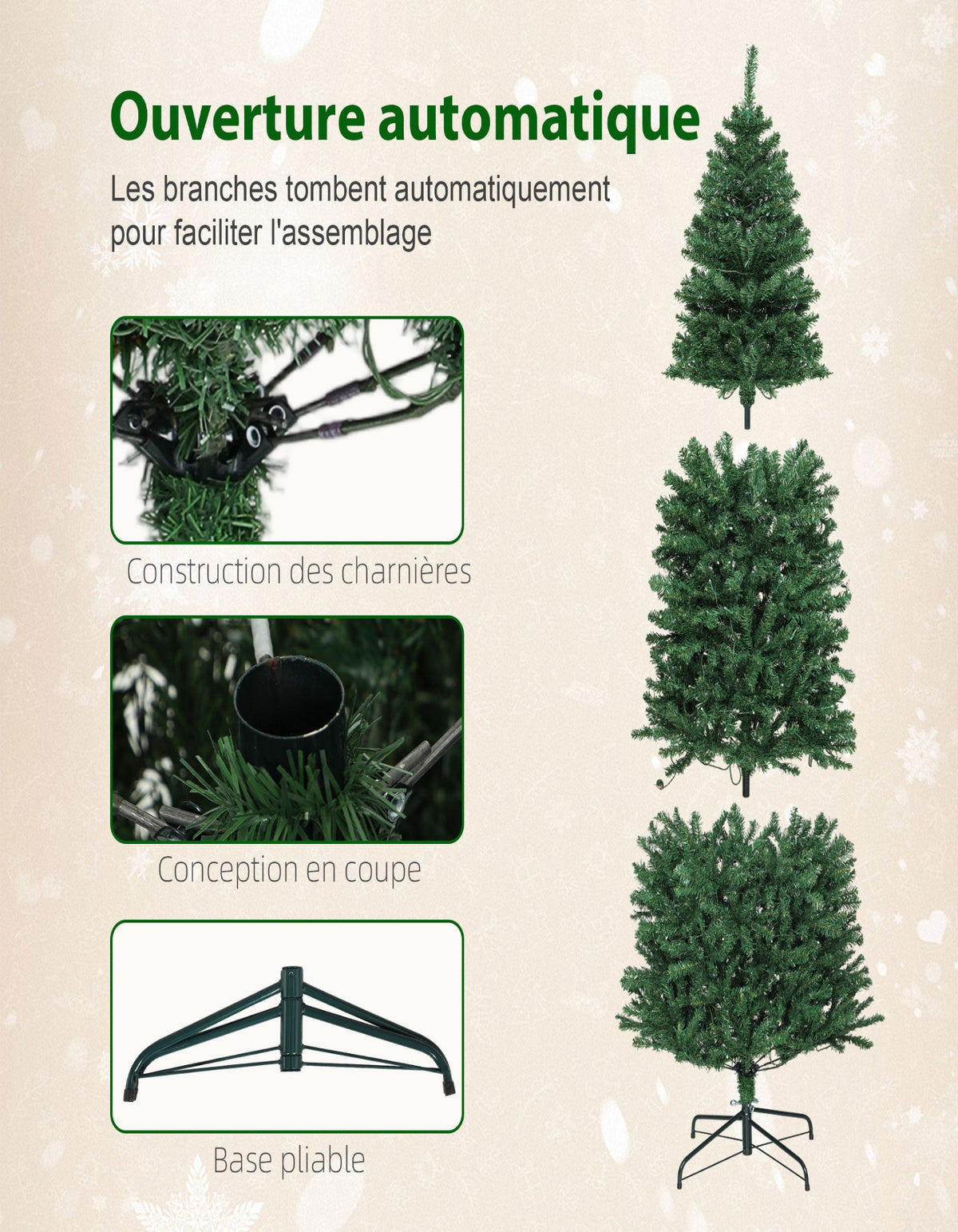 Sapin de Noël artificiel 180 cm lumineux — vue 8
