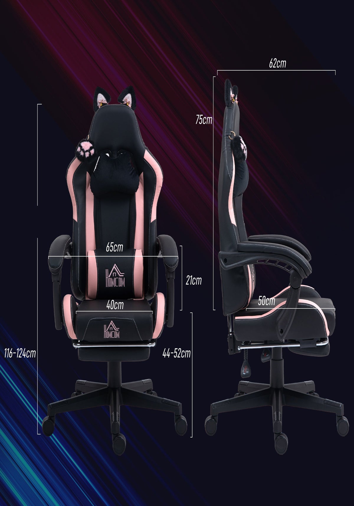 Chaise gaming oreilles de chat — vue 3