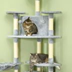 Arbre à chat XXL arbre à grimper pour chat multi-équipements griffoirs 6 plate-formes 2 niches hauteur 200 cm gris-6