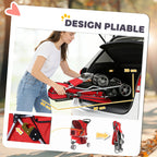 Poussette pour Chien 4 Roues, Chariot Pliable avec Auvent Réglable, Panier de Rangement, 77x44x102cm, Rouge-4