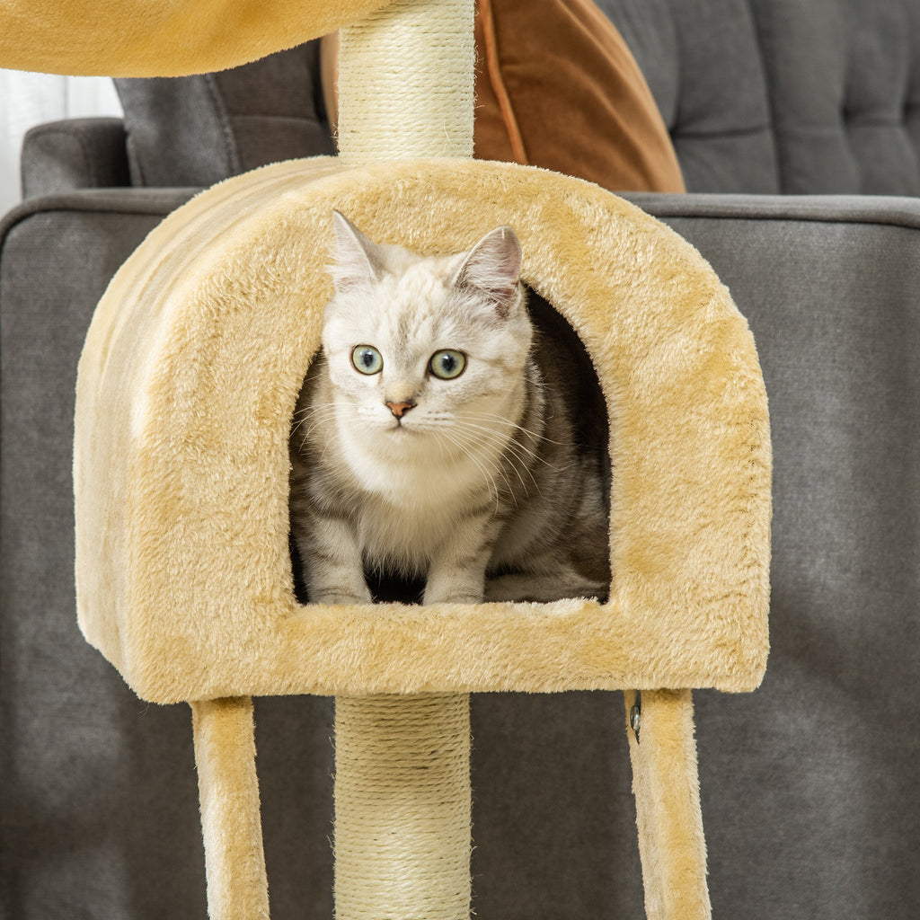 Arbre à chat griffoir arbre à grimper stable à plusieurs niveaux centre d'activités hauteur 98 cm beige-8