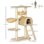 Arbre à chat griffoir arbre à grimper stable à plusieurs niveaux centre d'activités hauteur 98 cm beige-2