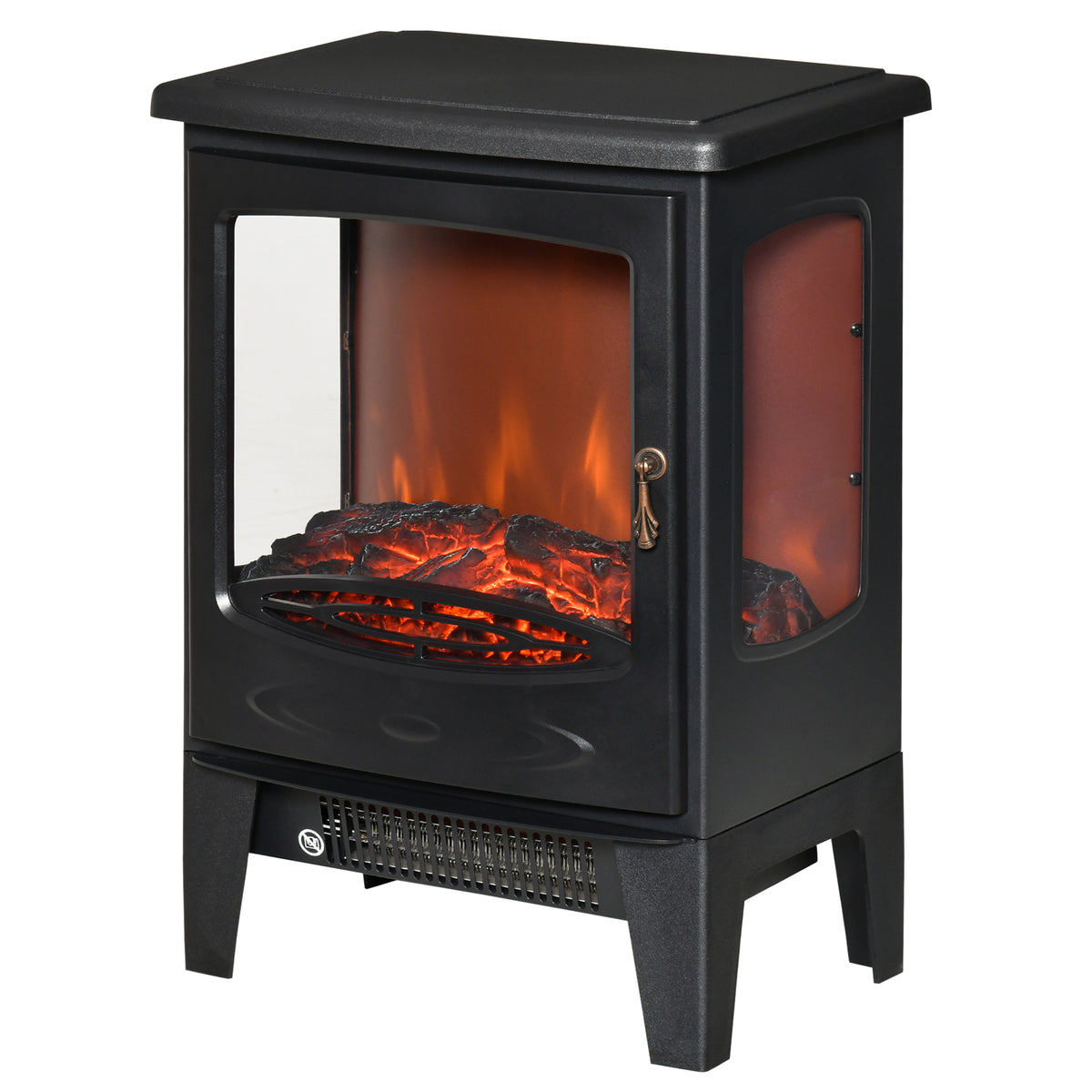 Poêle électrique néo-rétro 1800 W — vitres 3 côtés, flammes LED réglables
