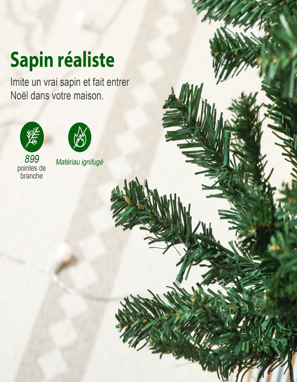 Sapin de Noël artificiel 180 cm lumineux — vue 7