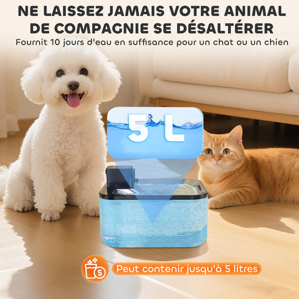 Fontaine à eau pour chat en inox 5 L — vue 5