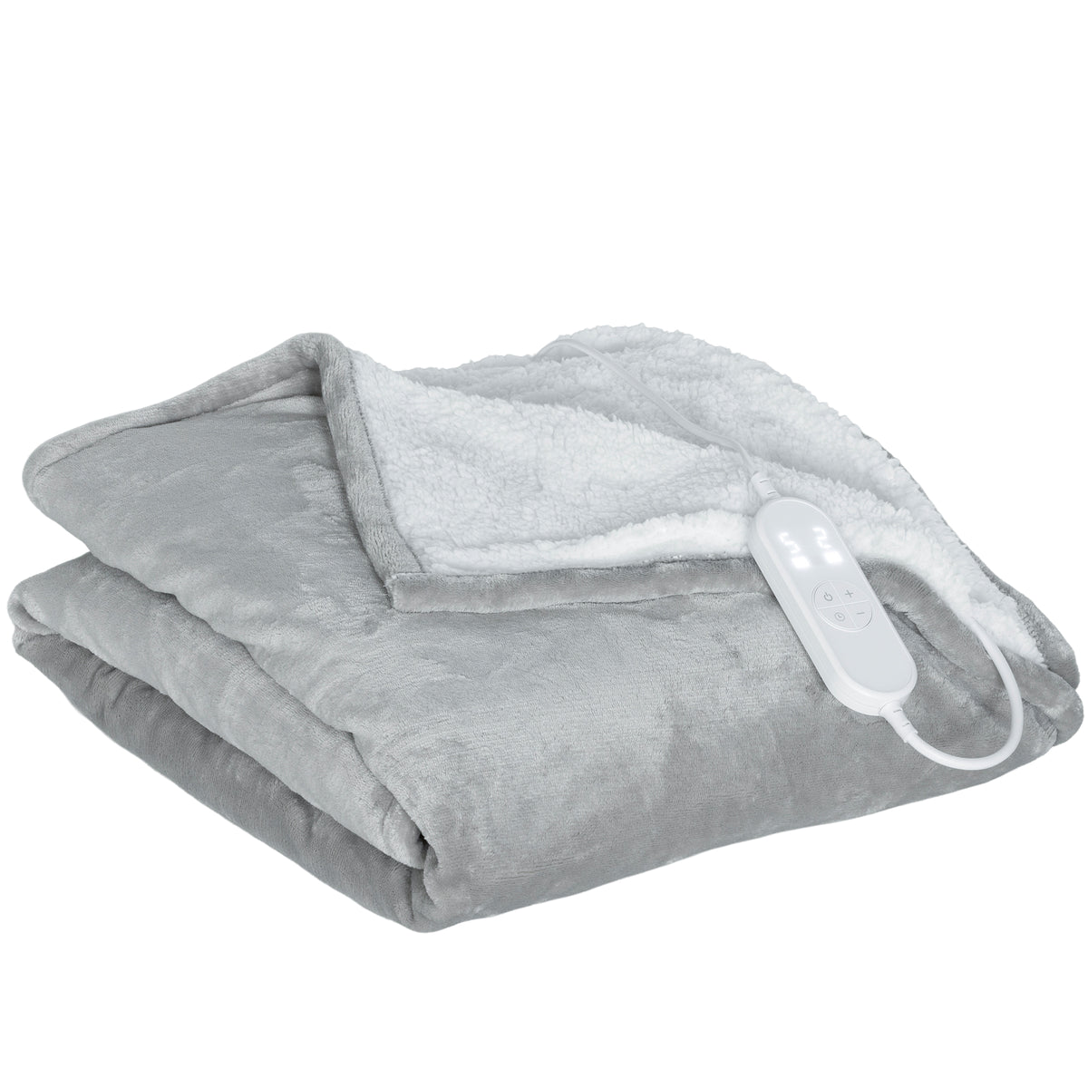 Couverture chauffante, plaid chauffant, 9 niveaux de chauffage, minuterie 9H, lavable en machine, 180x130cm, gris