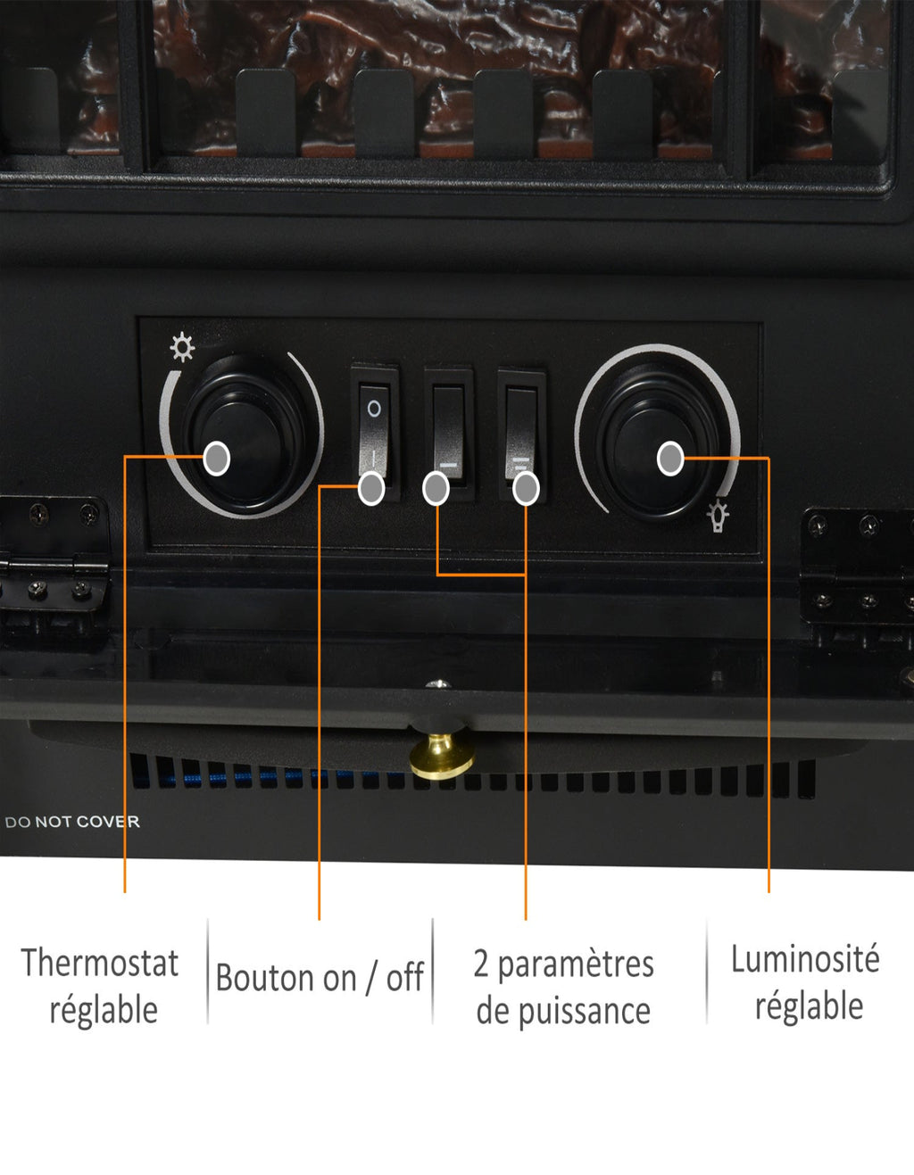 Poêle électrique effet flamme rétro 2000 W — vue 6