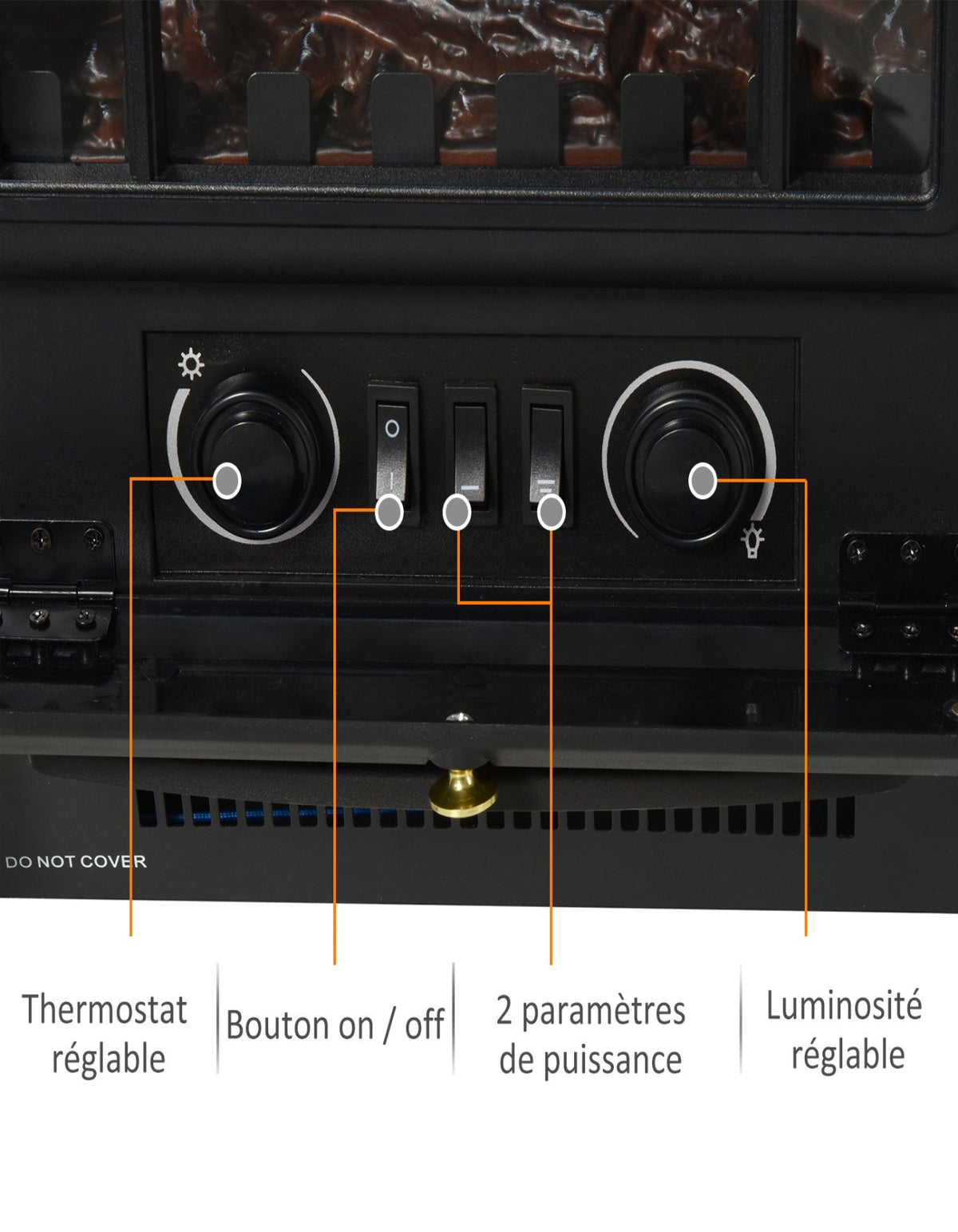 Poêle électrique effet flamme rétro 2000 W — vue 6