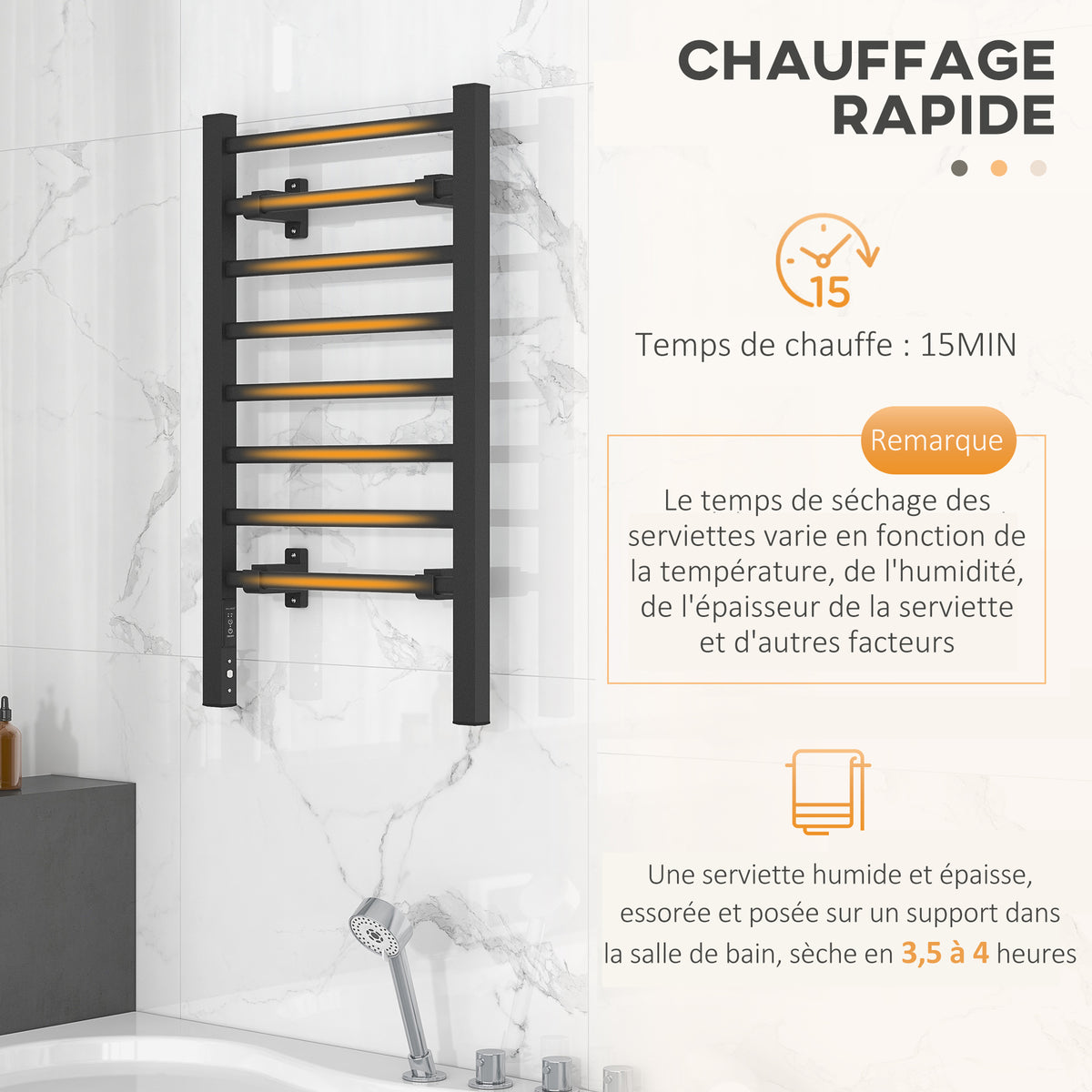 Sèche-serviettes électrique 8 barres — vue 6