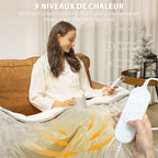 Couverture chauffante, plaid chauffant, 9 niveaux de chauffage, minuterie 9H, lavable en machine, 180x130cm, gris