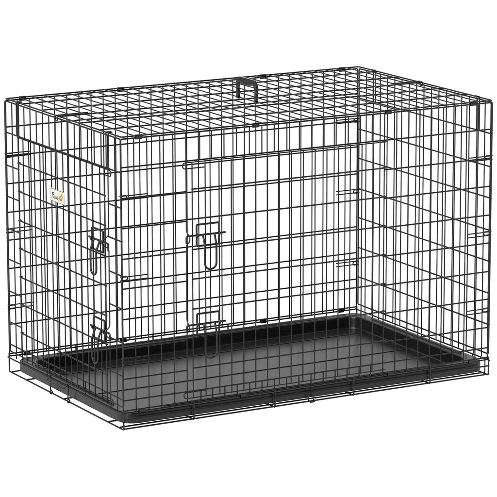 Caisse de transport pliante pour chien — métal, 2 portes, 92 × 57 × 62,5 cm