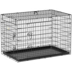 Caisse de transport pliante pour chien — métal, 2 portes, 92 × 57 × 62,5 cm