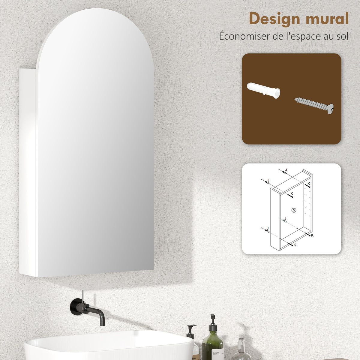 Armoire murale miroir salle de bain — vue 6