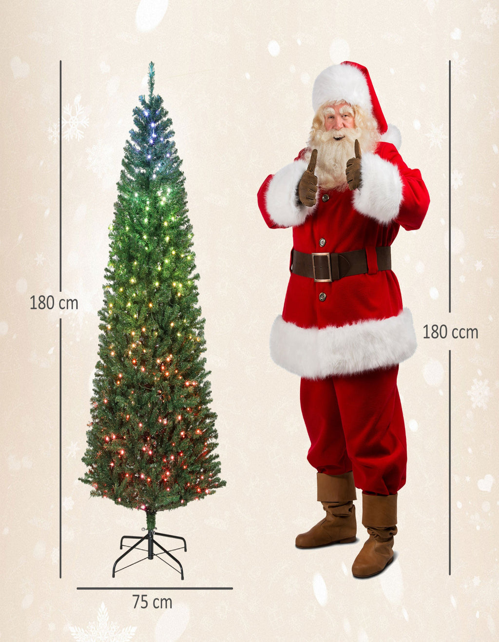 Sapin de Noël artificiel 180 cm lumineux — vue 3