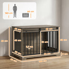 Niche d'intérieur bois et acier — cage-meuble pour chien, 100 x 60 x 68 cm