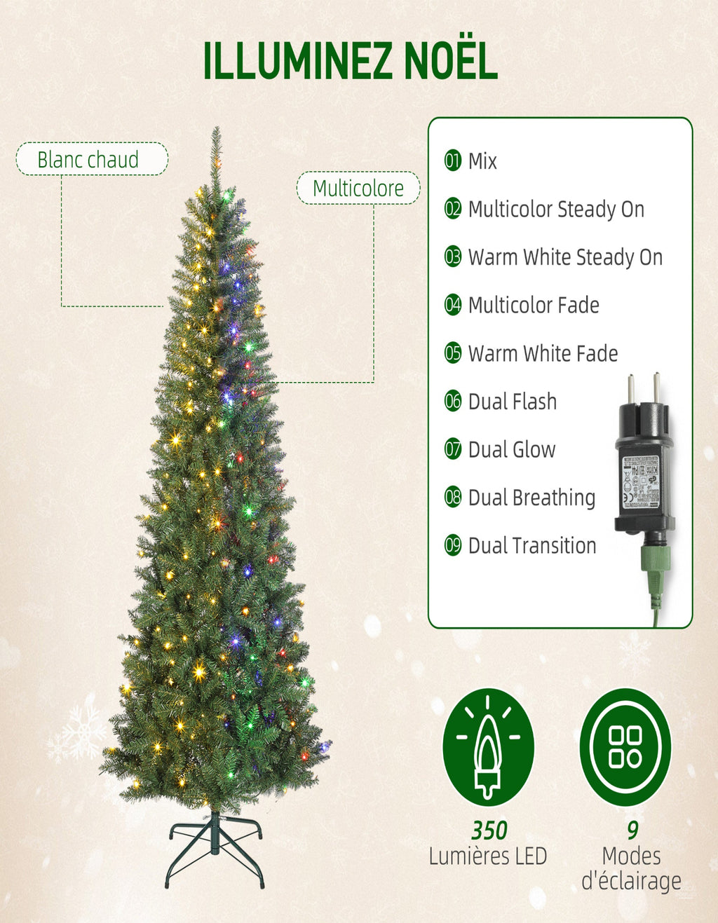 Sapin de Noël artificiel 210 cm slim — vue 5