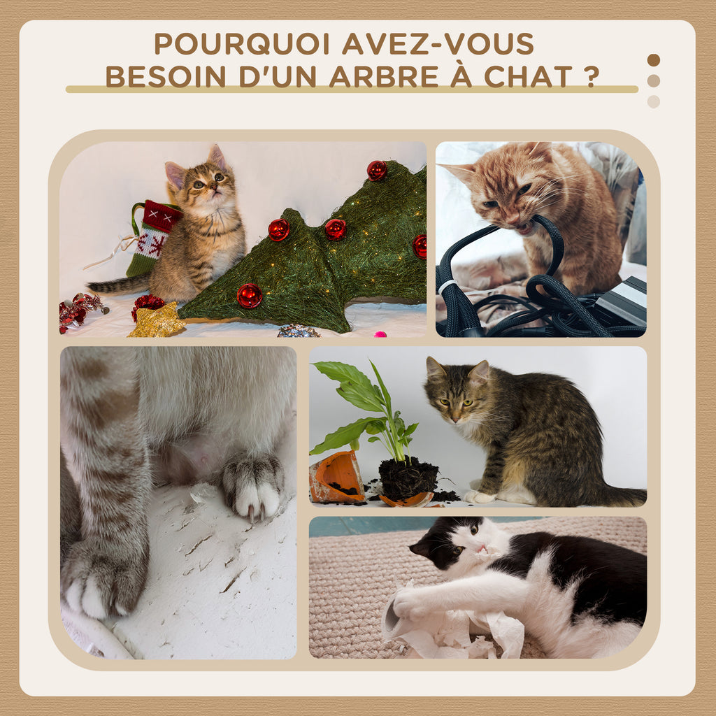 Arbre à chat XXL arbre à grimper pour chat multi-équipements griffoirs 6 plate-formes 2 niches hauteur 200 cm gris-5