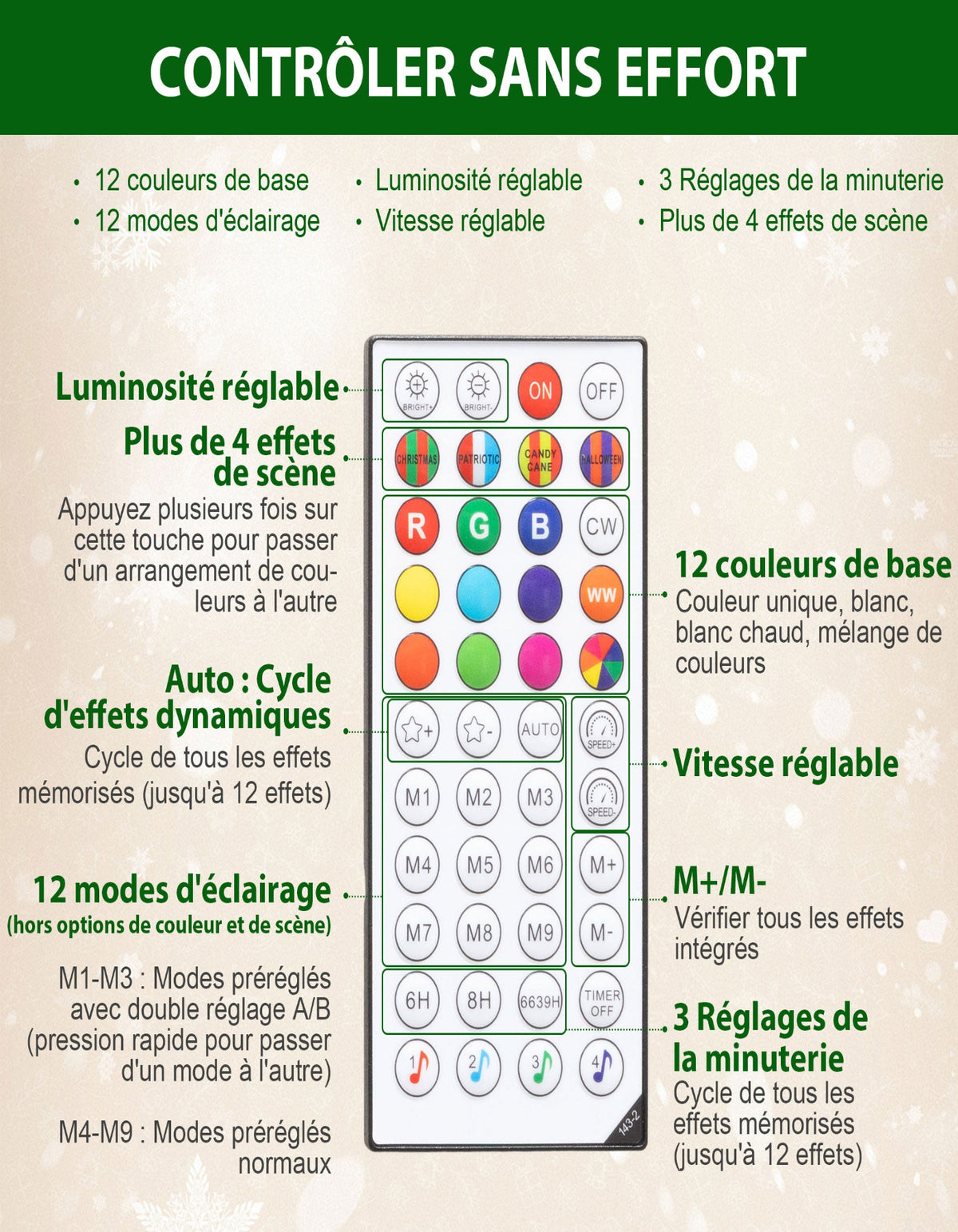 Sapin de Noël artificiel 180 cm lumineux — vue 6