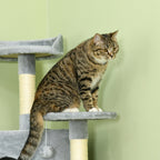 Arbre à chat XXL arbre à grimper pour chat multi-équipements griffoirs 6 plate-formes 2 niches hauteur 200 cm gris-8